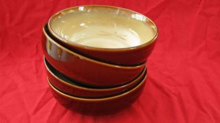 Sango NOVA BROWN Swirl 4 6 1/2 Soup Cereal Bowls #4933 Pottery 