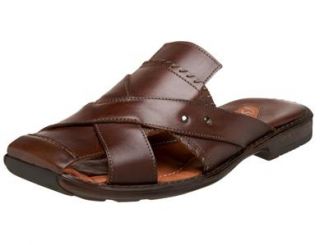 Bacco Bucci Kayden Italy Brown Leather Slide Sandal New
