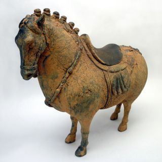 Chinese Emperor Plump Horse Golden Age Asian Oxidized Patina 