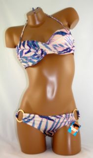  Secret Rio Push Up Twist Bandeau Bikini in Palm Print Sz 34B