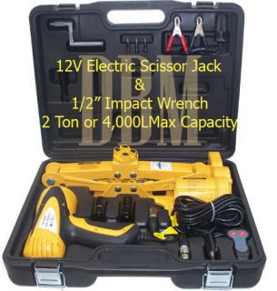 Ton Electric Scissor Car Jack 1 2 Impact Wrench 12V