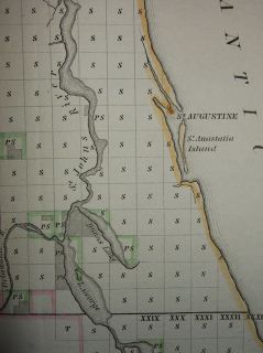   Territory 1837 Map Hand Color St Augustine Tallahassee Indian Boundary