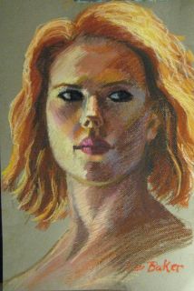    Johansson Black Widow Avengers Iron Man Original Art Pastel Drawing