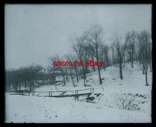 Early 1900s Glass Plate Negative Harpers Hollow Oak Lane Section of 