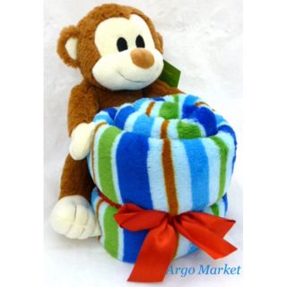 Baruch Milo The Monkey Plush Stuffed Animal with 50X60 Throw Blanket 