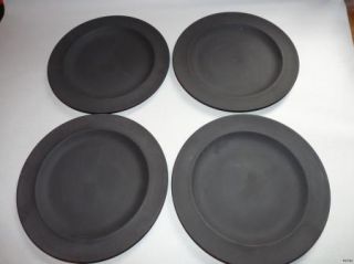Set of Four 1960s Wedgwood Basalt Salad Plates Black Jasperware $160 
