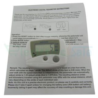   Step Pedometer Walking Calorie Counter Distance White Fast SHIP