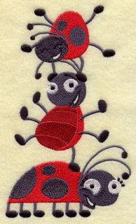 Ladybug Stack Embroidered Bathroom Hand Towel Set of 2