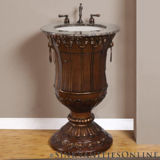 23 Jasmine   Bathroom Sink Vanity Cabinet Pedestal Baltic Brown Stone 