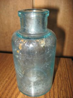 Vintage Antique Glass Bottle Davis OK Baking Powder Soda Old