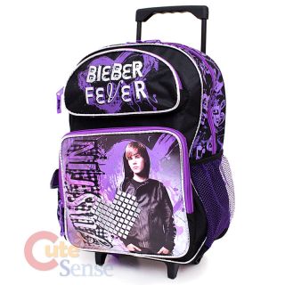 Justin Bieber School Roller Backpack Rolling Bag 16 Large Purple 