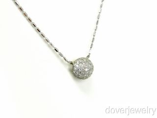 Estate 0.75ct Diamond 14K Gold Ball Pendant Necklace NR