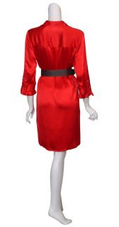 Badgley Mischka Red Ruffle Silk Shirt Eve Dress 10 New