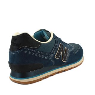 New Balance 574 ML574USN Mens Laced Suede Canvas Trainers Navy Black 