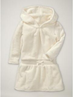 Baby girls toddler GAP powder puff sweater sherpa ivory fur dress 3t 