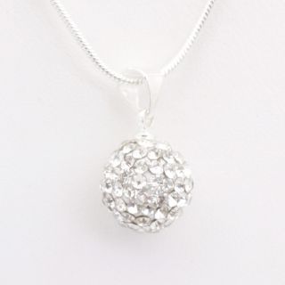 Clear Swarovski Crystal Ball Pendant Silver Necklace 59