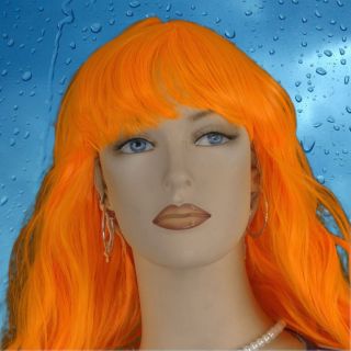 Long Wavy Orange Wig With Bangs Costume Z9774