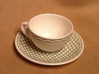 Gien Aurelie Green Coffee Cup and Saucer