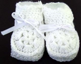 New Wholesale 12 Pairs Baby Knitted Booties Newborn Size White Color 