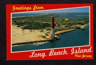   Long Beach Island New Jersey Barnegat Lighthouse Light Postcard
