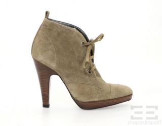 Barbara Bui Taupe Suede Lace Up Booties Size 38 5 New