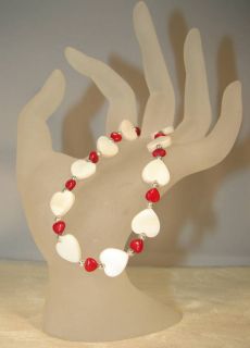 Heart Shell Red Coral Gemstone Beaded Ankle Bracelet