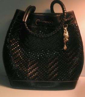 Barry Kieselstein Cord Woven Brown Black Handbag