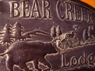 Bear Creek Lodge Rustic Log Cabin Home Decor Embossed Metal Wall 