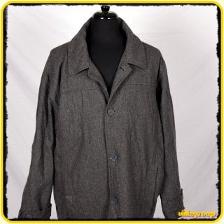 Steve Barrys Wool Jacket Car Coat Mens Size XL Gray Buttoned 