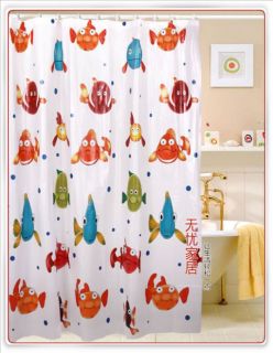 Lovely Cartoon Fish Shower Curtain for Kids W1504