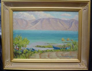 Beautiful Oil Landscape Bear Lake Utah 1939 signed Nellie Kilgore 