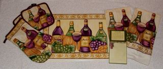 Grapes Merlot Wine Bottles Vineyard Towels Calendar Pot Holders Mitt 