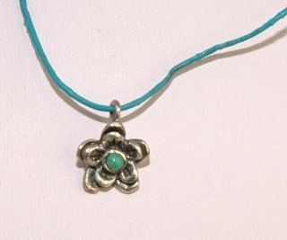 Barse Vintage 925 Sterling Silver Flower Turquoise Pendant Necklace 4 