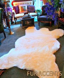 x9 White Bear Skin Area Rugs Faux Fur Sheepskins Cabin Accent Shag 