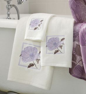  Lavender Poppy Flower Floral Bathroom Bath Hand Towel Set Decor