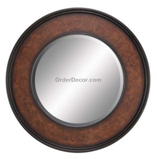 New Large 36 Round Wall Mirror Traditional Wood Frame