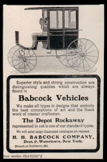 Babcock Vehicles Carriage Buggy Depot Rockaway 1903 Ad