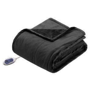 Beautyrest Micro Mink Warming Throw Electric Blanket Black 52 x 62 