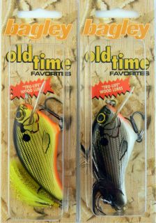 THIS AUCTION IS FOR 2 BAGLEY FLAT SIDED WOOD LURES INCLUDING