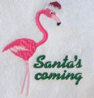 Christmas Pink Flamingo Towel Santa Towel Holiday