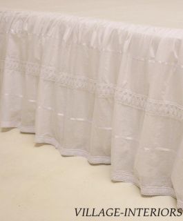 Shabby Romantic Chic White Twin Bed Skirt Dust Ruffle