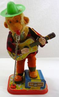    Japan Singing Monkey w Microphone and Guitar Battery Operated Toy