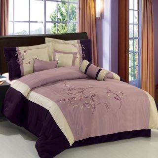 Piece Polyester Comforter Set Queen Size or King Size Gray or Purple 