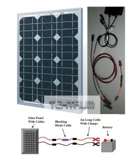 30 Watt Solar Panel Battery Trickle Charger Kit RV Boat