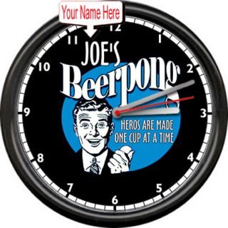 Personalized Beer Pong Game Table Balls Sign Wall Clock