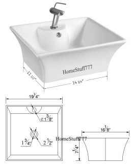 19 Bathroom Lavatory Rectangular Vessel Sink Ceramic Art Basin TP5910