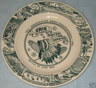 Souvenir Plate Erie PA Winter Carnival Battle Lake Erie