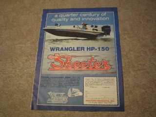 1979 Skeeter Bass Boats Ad Wrangler HP 150 Boat Mercury Outboard Motor 