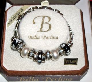 Bella Perlina European Crystal Glass Bead Charm Bracelet Blacks