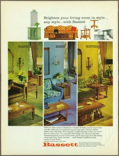 Bassett Furniture 1968 print ad magazine advertisement home decor